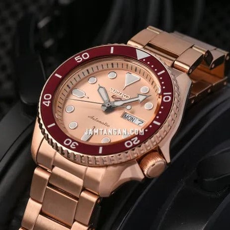 Seiko 5 Sports 55th Anniversary Limited Edition Rose Gold Dial Rose Gold Steel Strap Watch for Men - SRPK08K1 - Image 5